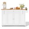 Mobile Kitchen Island with Folding Worktop, Kitchen Cart with 3 Vertical Drawers, 2 Door Shelves and Lockable Casters, 120 × 45 (70) × 87 cm