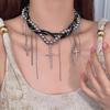 Multi-Layer Pearl Necklace Spice Girl Cross Pendant Necklace New Women's Choker