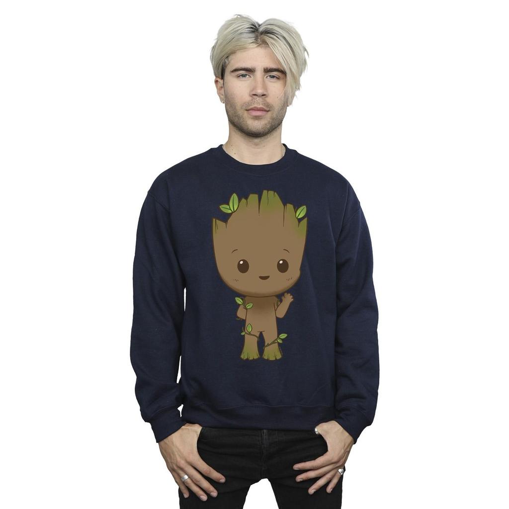 Marvel Mens I Am Groot Chibi Wave Pose Sweatshirt