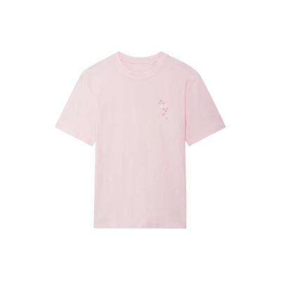 Футболка унисекс с круглым вырезом и принтом Li Ning SS22 Cherry Blossom Series, повседневная, светло-розовая, AHSS921-2