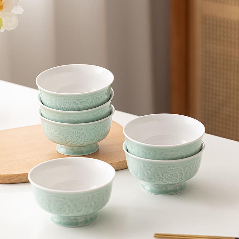 Chinese Celadon Rice Bowl Set (6-Pack)