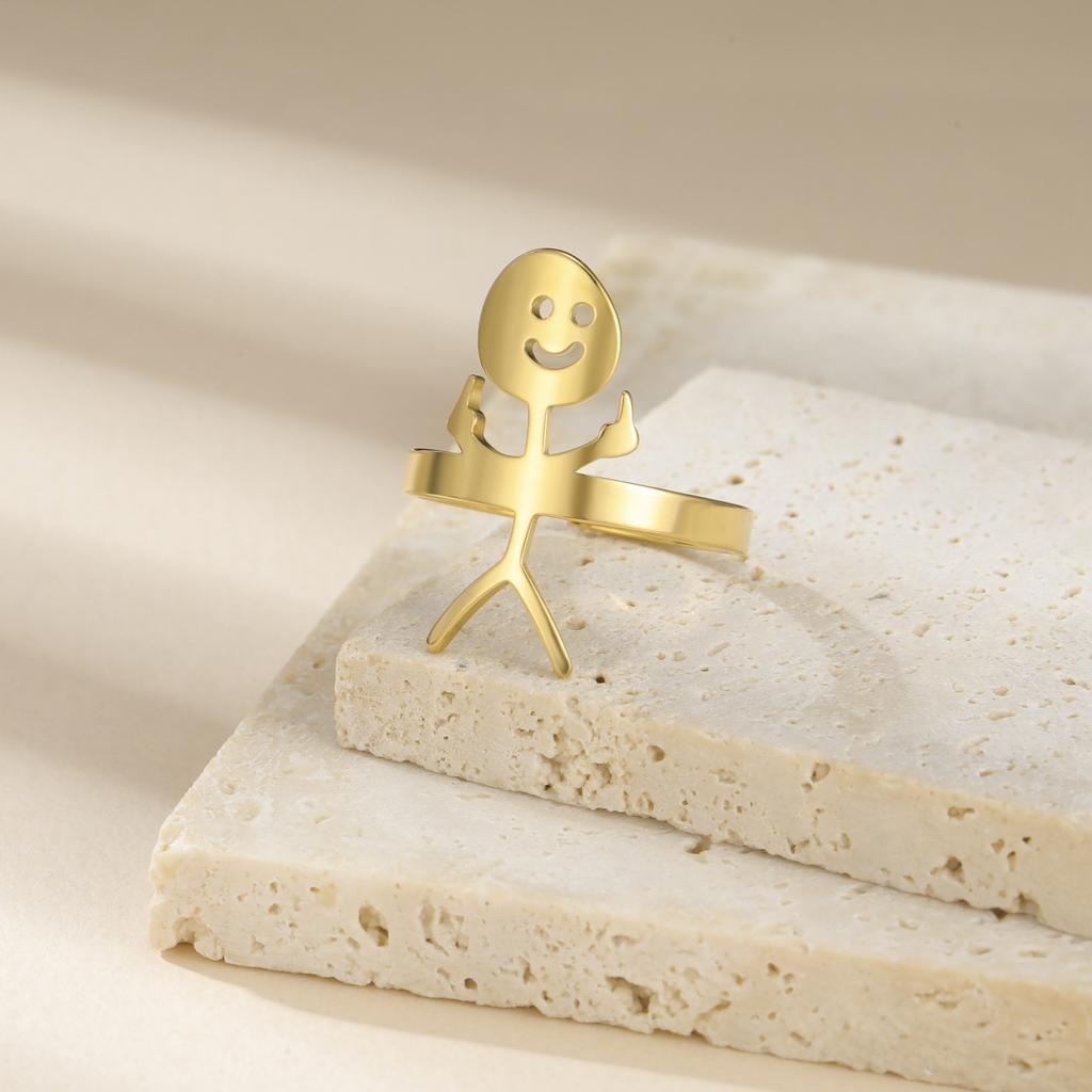 Кольцо со смайликом из нержавеющей стали в европейском и американском стиле, новое, игривое, забавное, милое