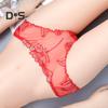 Женские сексуальные кружевные стринги, прозрачные сетчатые трусики, цветочное вышитое нижнее белье с низкой талией, ультратонкие женские трусы