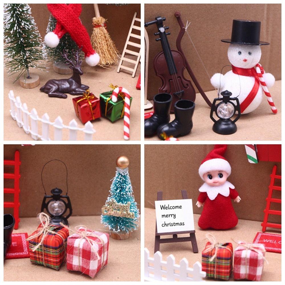 Wreath DollHouse Elf Kit String Hat Miniature Elf Door Fairy Toy House DIY Decoration