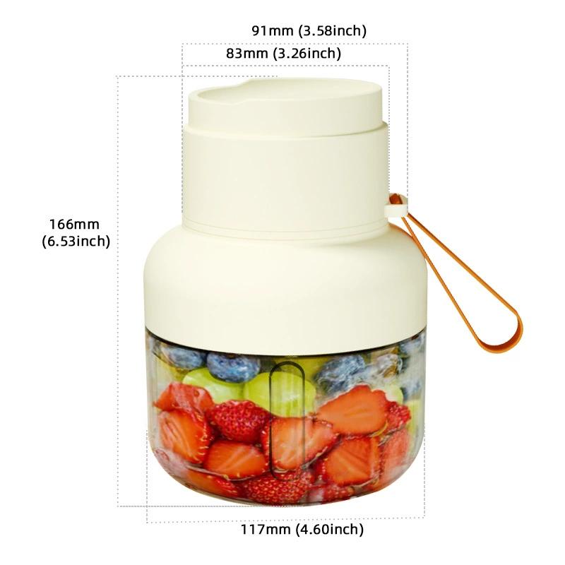 Batidora portátil de frutas recargable, vaso exprimidor personal de gran capacidad para batidos