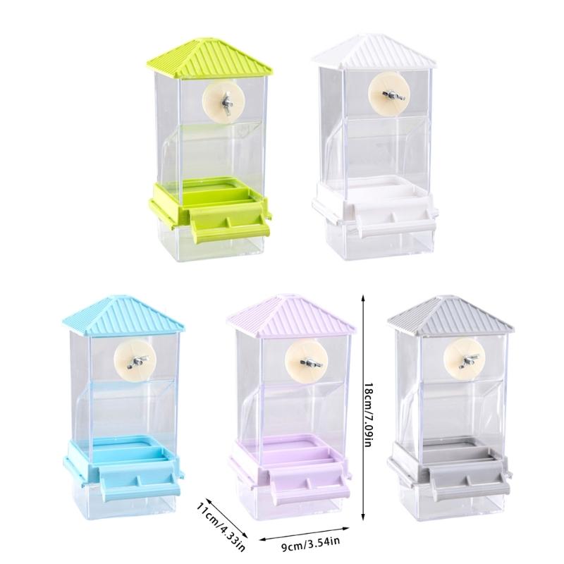 Automatic Bird Food Dispenser Container Hanging Parrots Feeder for Parakeets and Small Bird with Transparent Design