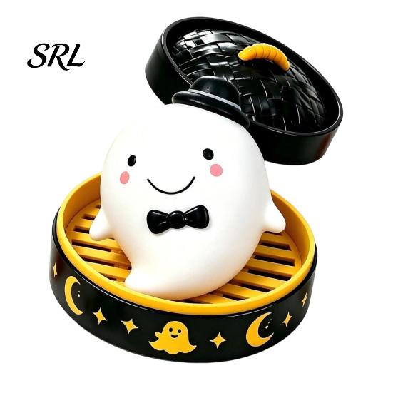 Pumpkin Dumpling Toy 1/5/6Pcs Halloween Squeezing with Steamer, Ghost Eyeball Skeleton Bun Stress Relief for Kids Adults, Party Favors Steamer