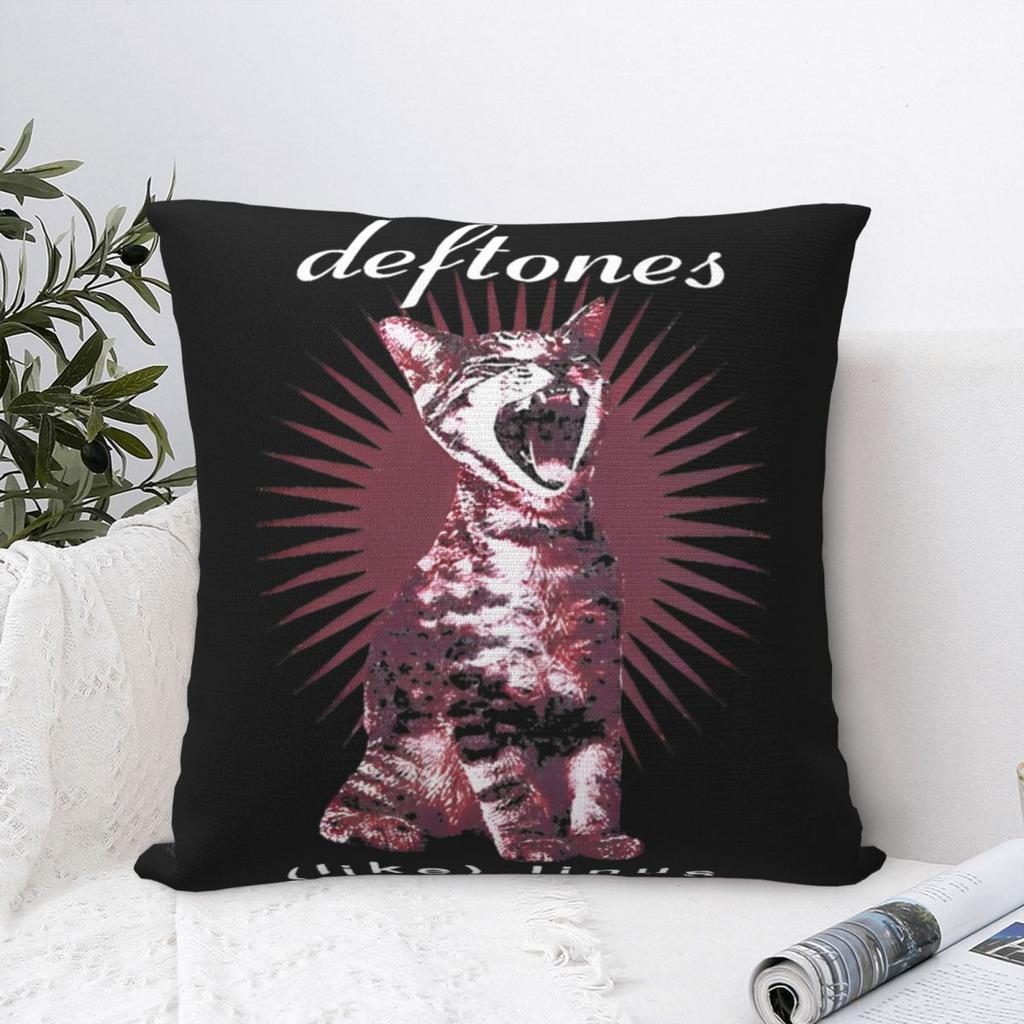 Deftones Cat Square Pillow Cases Metal Punk Rock Music Cushion Cover Fashion Polyester Decor Pillowcase For Home 40*40Cm