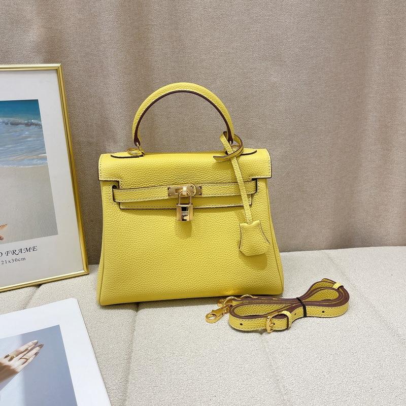 New Top Layer Cowhide Soft Leather Fine Lychee Pattern Leather Stitching Bag Genuine Leather Women's Bag Handbag Crossbody Bag