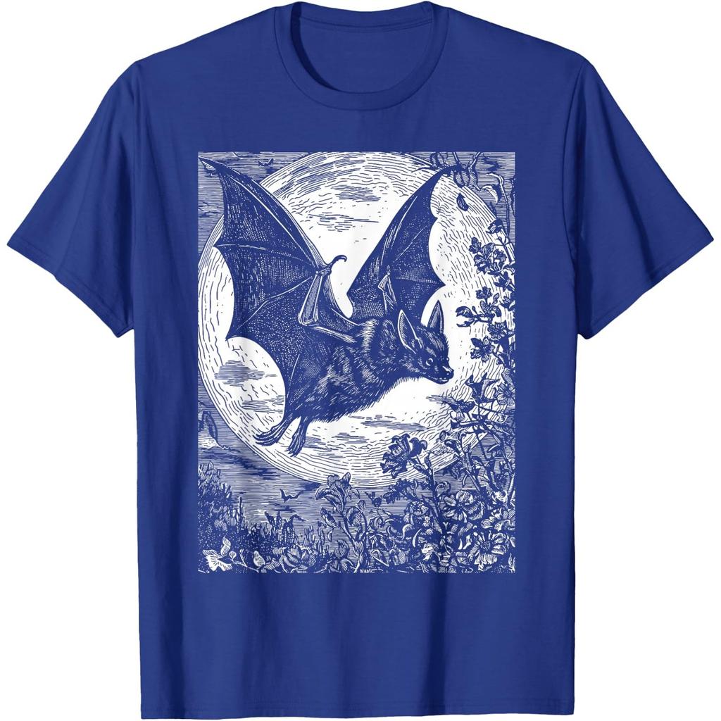 Medieval Bat Gothic Print T-Shirt for Unisex Dark Academia Pastel Goth Style Short Sleeve Tee