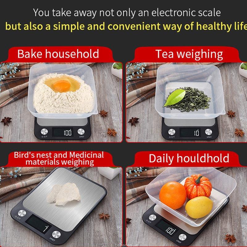Kitchen Scale Weighing Food Coffee Balance Smart Electronic Digital Scales Stainless Steel Design for Cooking and Baking