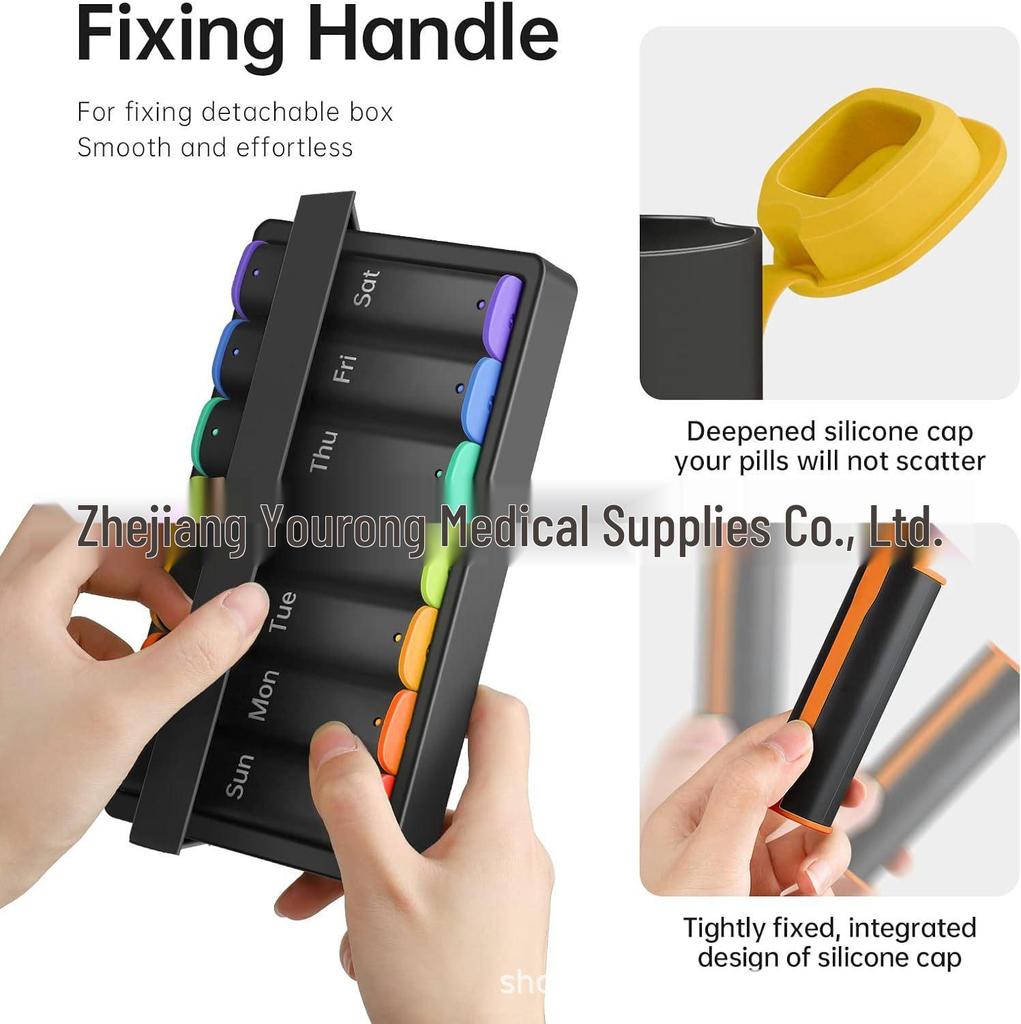 KOVIUU Большая коробка для хранения лекарств с еженедельным радужным органайзером для таблеток
