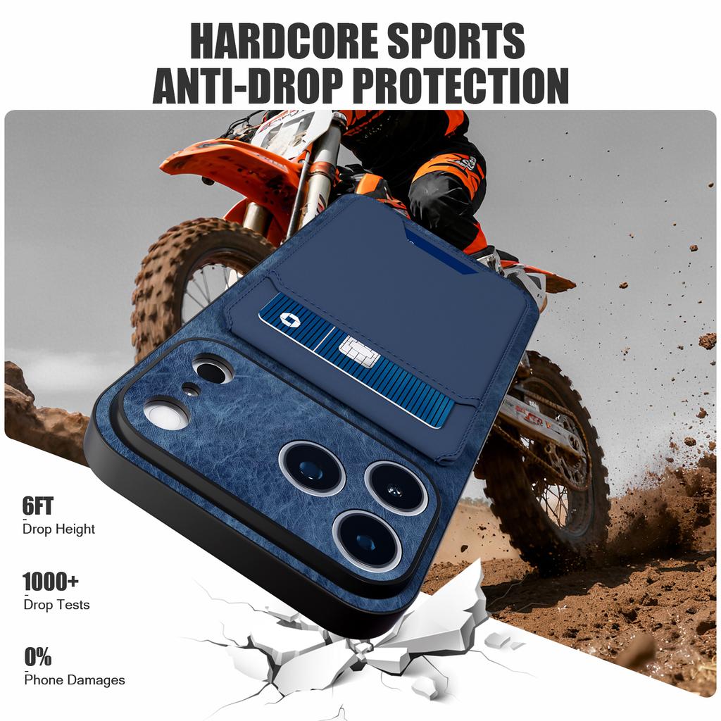 Wallet Case for 17 16 15 14 13 Pro/Pro Max/Plus Series, 2 in 1 Strong Magnetic Detachable, Shockproof Phone Case Slim Leather Phone Stand