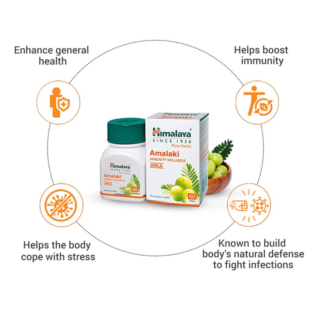 Himalaya Immunity Wellness Таблетки Амла 60 штук Натуральная антиоксидантная добавка для ежедневного здоровья и поддержки иммунитета