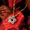 Ожерелье с подвеской в форме милого цветка Huitan с красным кубическим цирконием для женщин, великолепные эстетические аксессуары, блестящие украшения для вечеринок, популярные