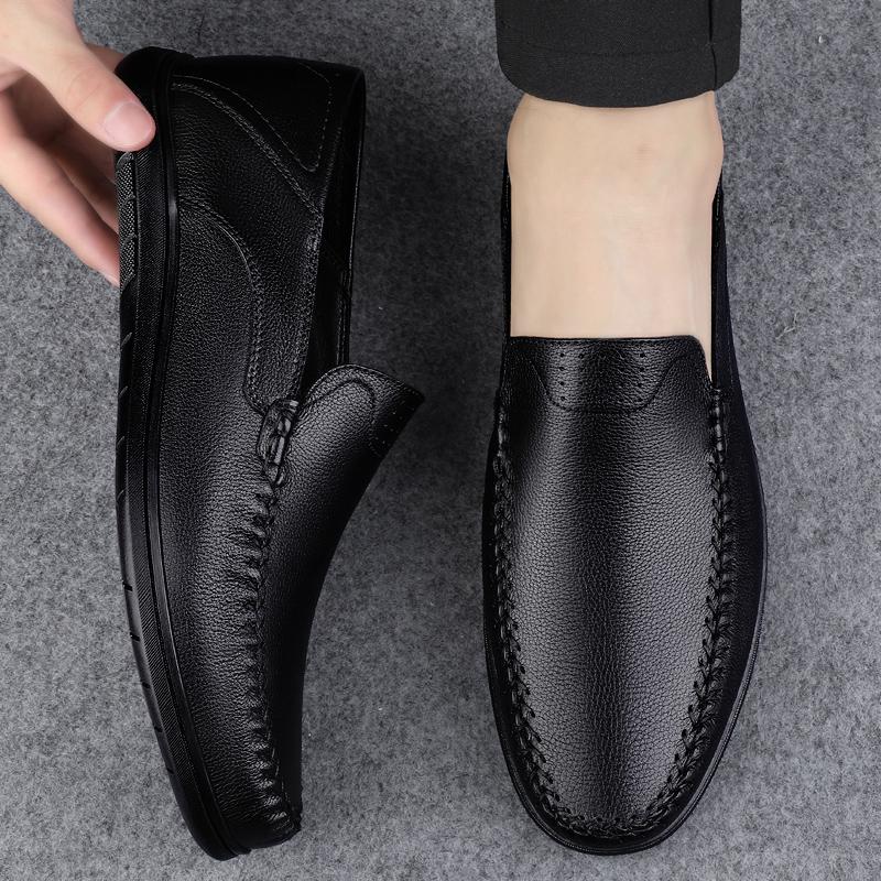 Luxury Brand Slip On Men Loafers Genuine Leather Italian Casual Men's Shoes New High Quality Black Driving Boat Shoes Moccasins