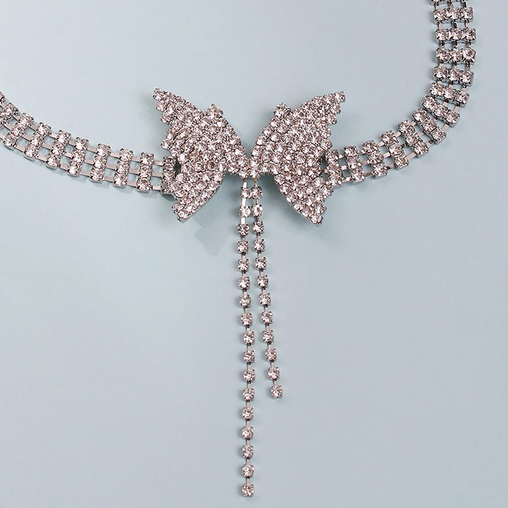 Tooxika Темпераментное короткое колье-чокер с бантом из бриллиантов, модный тренд, милое нишевое колье, женское