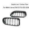 F06 Real Carbon Fiber +ABS Double Line Grills Front Bumper Grille For BMW 6 Series F06 M6 F12 F13 2012-2018 630i 640i 650i