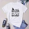 Witch Way To The Wine TShirt Sarcastic Witchy Unisex Halloween Day Drinking Party Gift Shirt