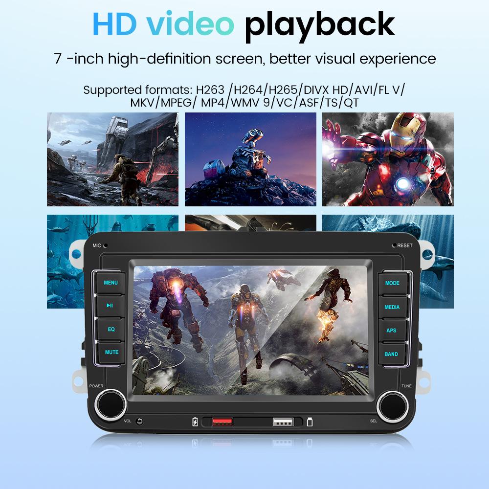 Для VW Wireless CarPlay Android Auto Car Radio 7 дюймов Мультимедийный MP5-плеер с USB-зеркалированием экрана Bluetooth Hands Free Calling