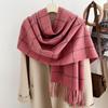 Autumn and winter new products simple and fashionable plaid scarf versatile warm scarf extended plaid fringed shawl