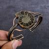 Ammonite Fossil Gemstone Handmade Copper Wire Wrap Cuff Bangle Adjustable w8V76