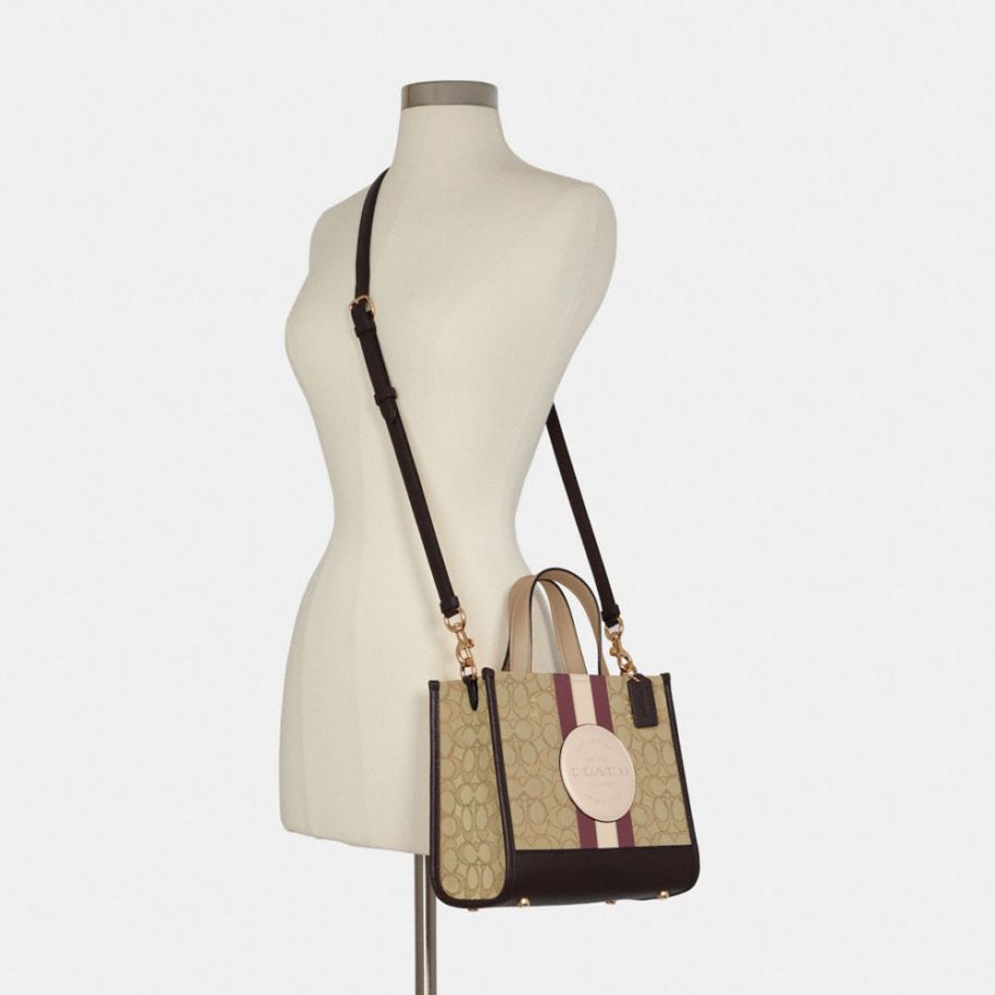 Coach Dempsey Tote Bag in Signature Canvas with Stripes & Round Patch for Daily Use