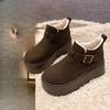 Женские замшевые ботильоны на платформе, зимние, новые, тренд 2025, теплые, уютные, нескользящие, Botas De Mujer