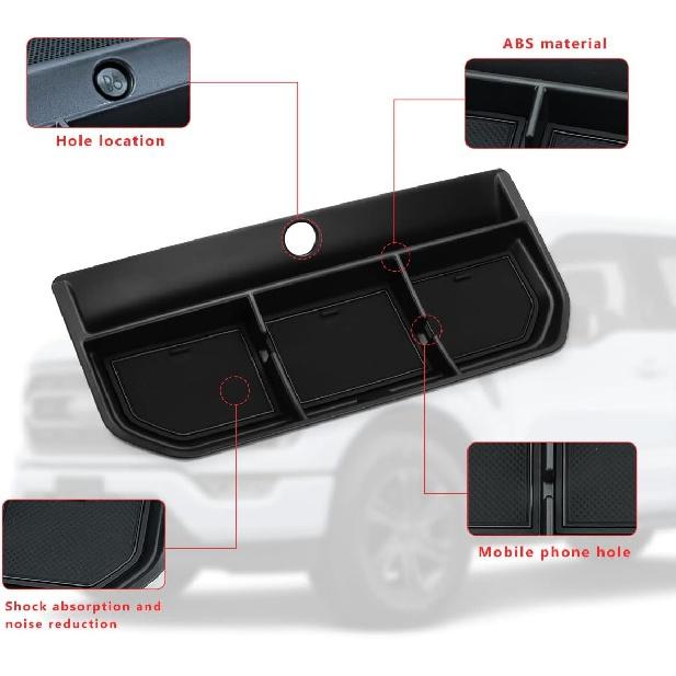 Auovo Dashboard Organizer Tray for Ford F150 2021 2022 2023 Center Console Car Dashboard Accessories Phone Holder ABS Insert Secondary Storage Box