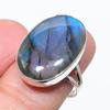 Natural Labradorite Gemstone Handmade 925 Solid Silver Jewelry Ring Size 8 B9g55