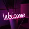 Добро пожаловать неоновая вывеска светодиодная лампа на батарейках креативная форма мерцание бесплатная декоративная прикроватная неоновая вывеска световой орнамент
