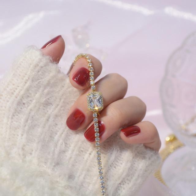 Luxury 4mm Cubic Zirconia Tennis Bracelets Iced Out Chain Crystal Wedding Bracelet for Women Men Gold Silver Color Bracelet