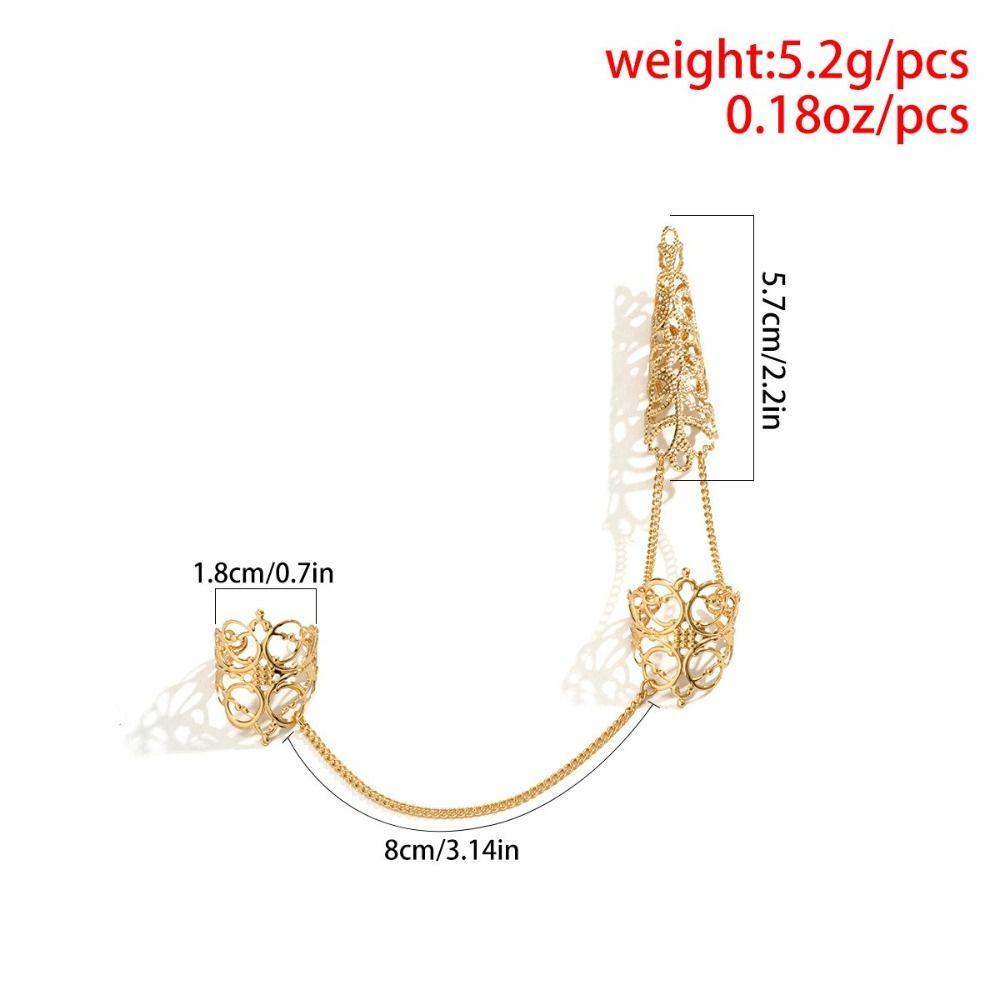 Cone Triangle Crown Party Tassels Finger Bracelet Chain Nail Cover Rings Finger Ring Women Jewelry