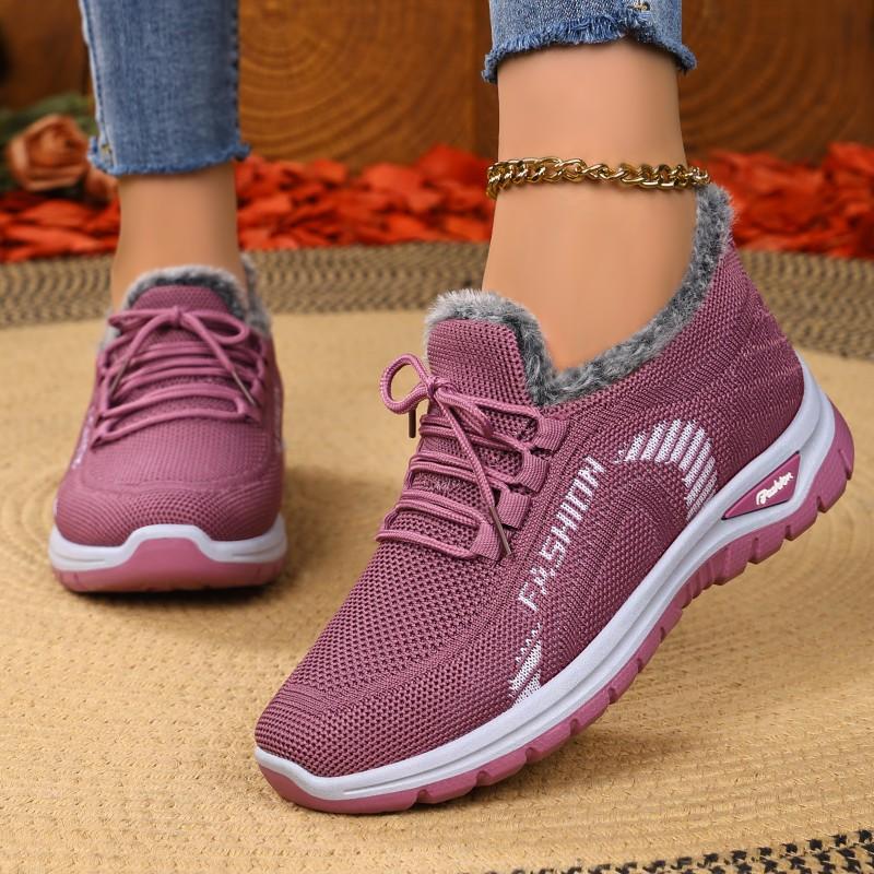 Womens Winter Warm Fleece Lined Flat Ankle Boots Non-slip Comfortable Casual Shoes Mom