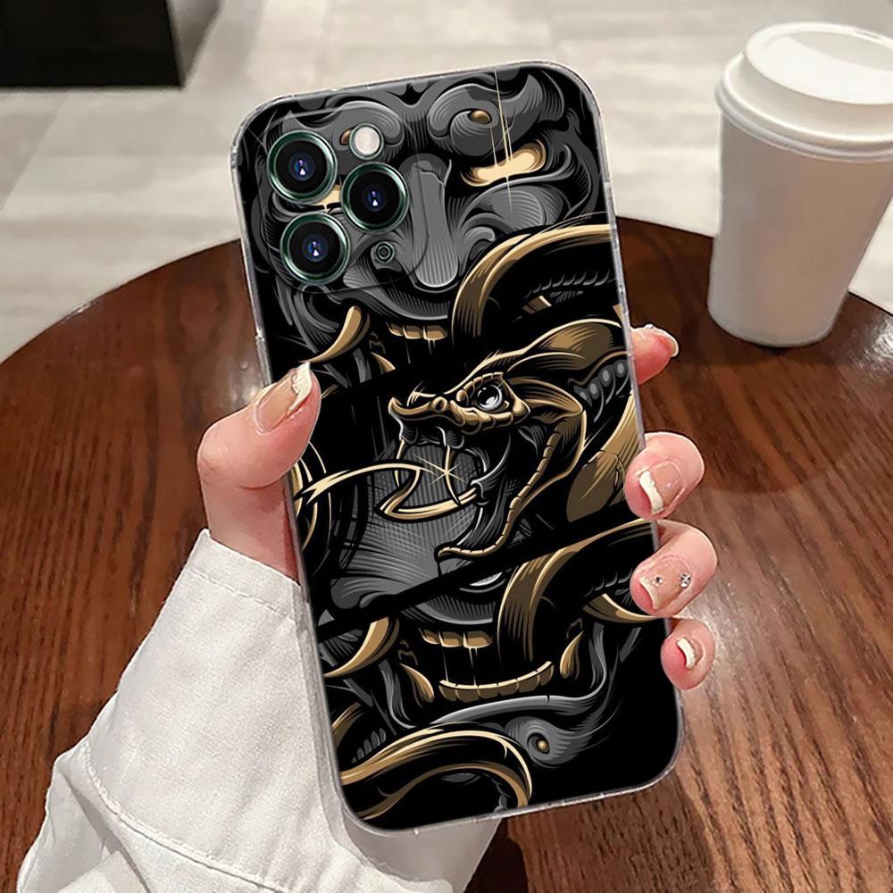 Чехол-тату для телефона Apple iPhone 17 16 15 14 13 12 11 Pro Max 16 Plus 16E 17Air 17Pro с изображением призрака самурая Ханья в стиле Укиё-э
