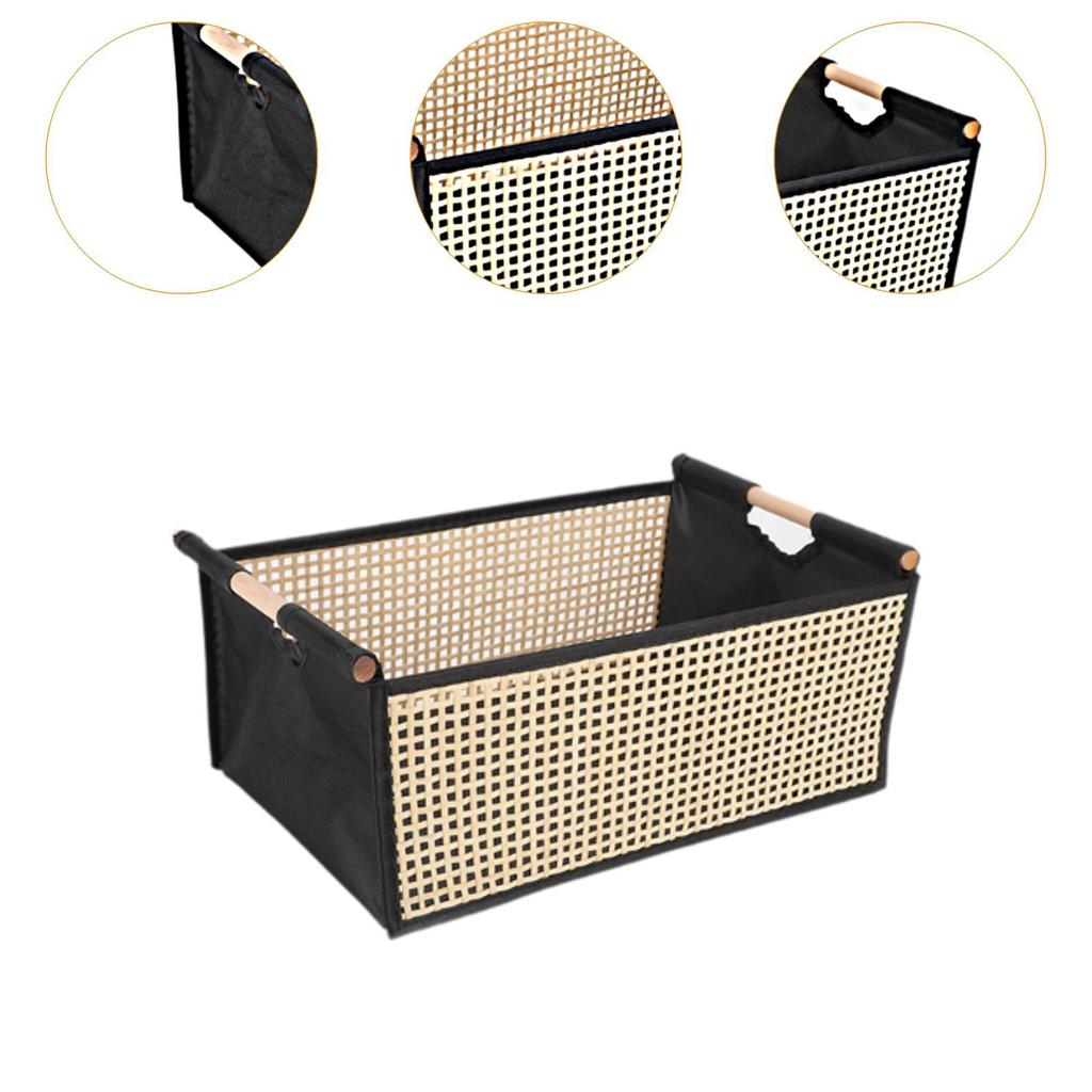 Handwoven Storage Basket Multiuse Desktop Organizer with Handle for Farmhouse Cabinet