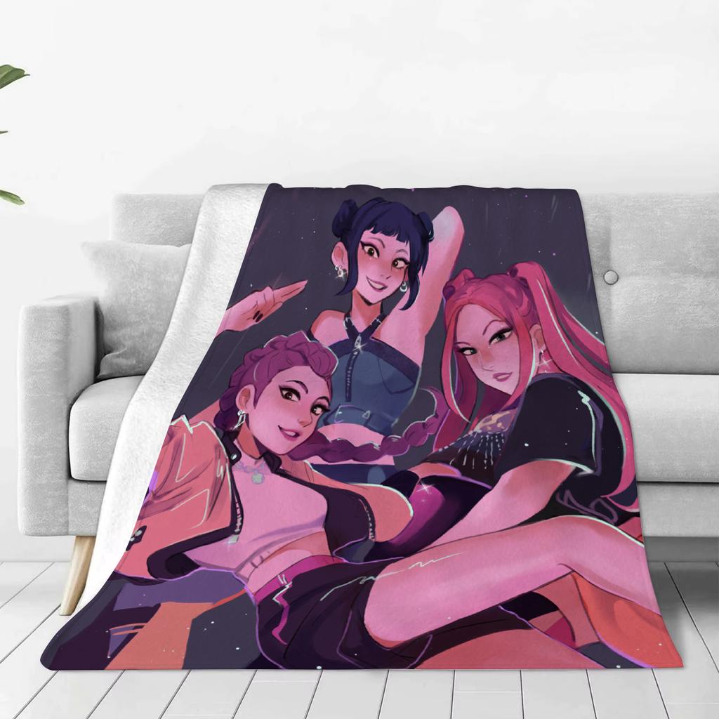 Huntrix Blankets K Pop Demon Hunters Rumi Zoey Mira Soft Warm Throw Blanket Kids Living Room Couch Sofa Bed Christmas Giftsmas