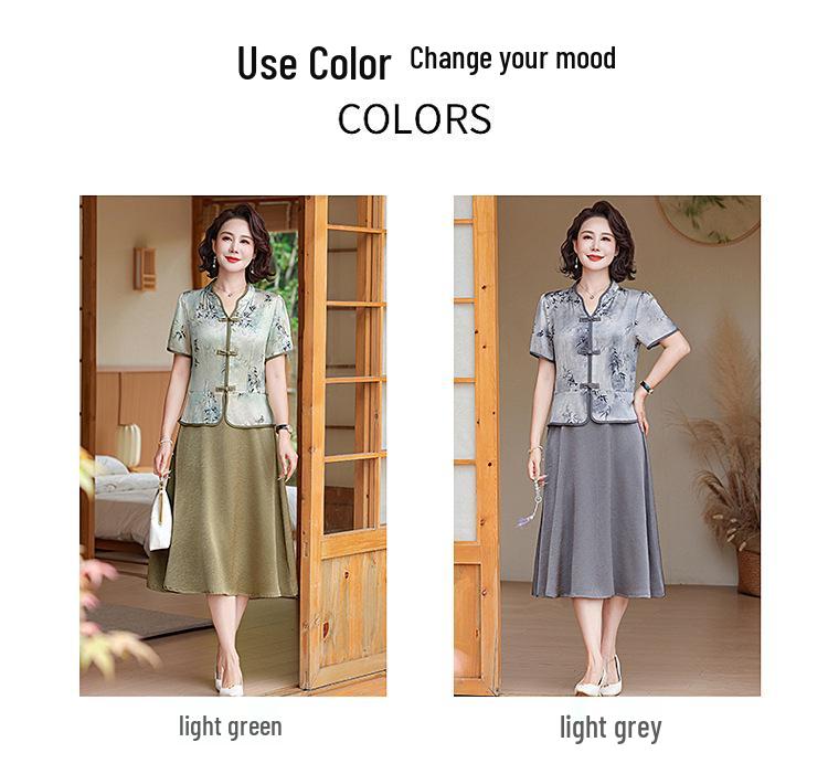 Летнее элегантное платье в китайском стиле для женщин среднего возраста - Дизайн «два в одном»
