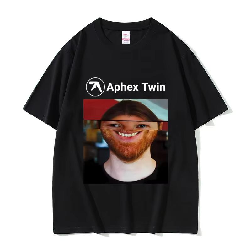 Певец Aphex Twin Лицо Смешной Мем Футболка Мужская Женская Мода Винтажная Оверсайз Уличная Одежда Унисекс Повседневная Мягкие Хлопковые Футболки Топы