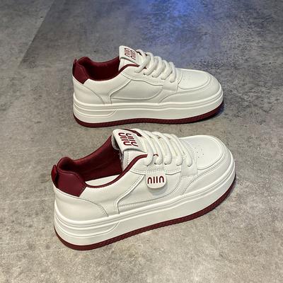 Туфли на платформе белые женские кожаные 2025 весна и осень новые женские туфли универсальные увеличивающие рост спортивная и повседневная обувь популярные доски ш