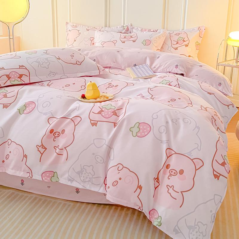Пододеяльник с изображением розовой свиньи, комплект постельного белья из 4 предметов с изображением милых сельскохозяйственных животных, симпатичные мультяшные свиньи, двустороннее покрывало из микрофибры