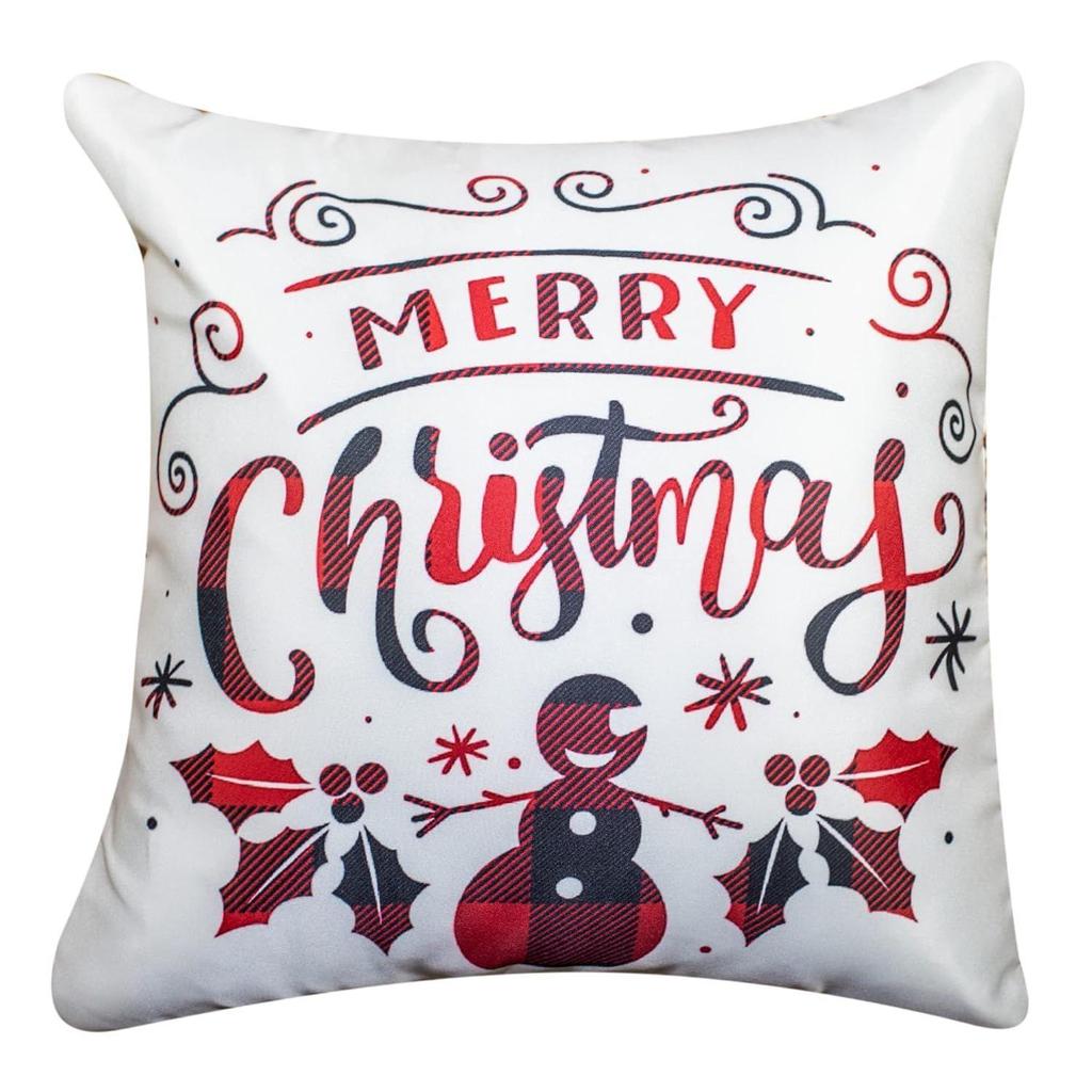Decorative Merry Christmas Satin Cushion Cover 16 inch x 16 inch Set of 5, Cusion Cover for Sofa 16" 16, Christmas Home Decor