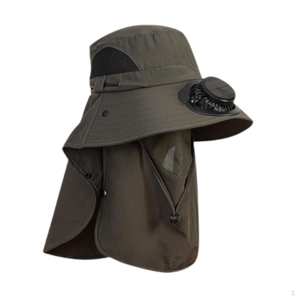 Outdoor Hat with Fan Bucket Lightweight Breathable Wide Brim Sun Protection