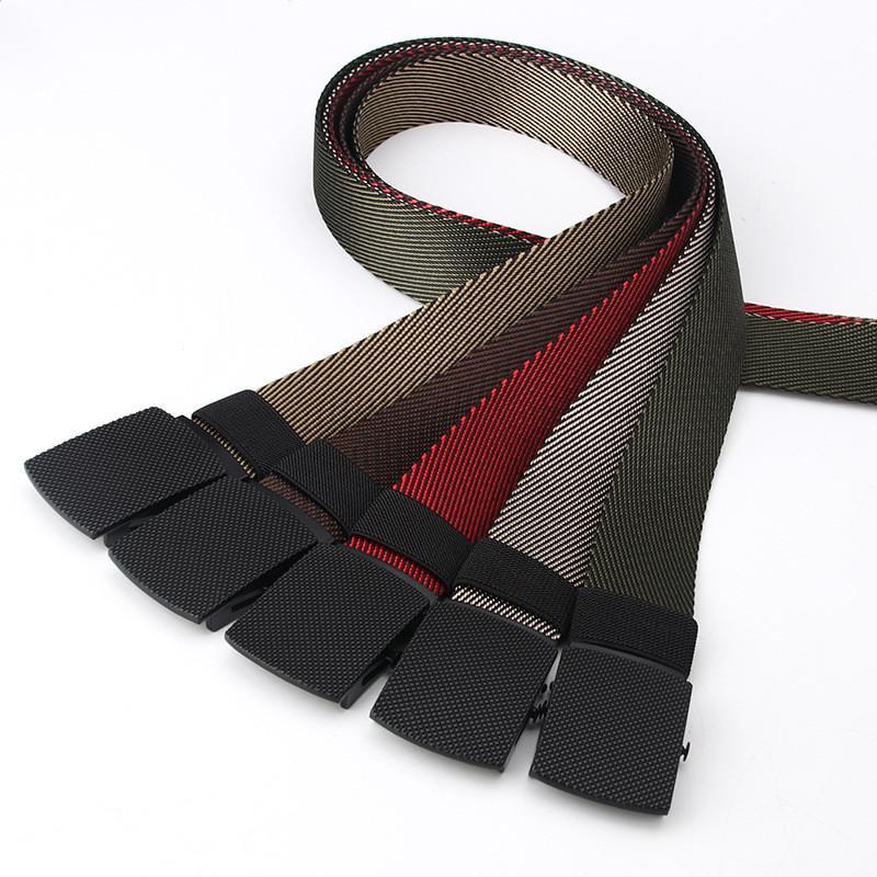 Canvas Mens Automatic Buckle Belt With Square Elements For Casual And Business Wear