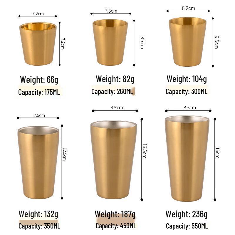 304 Stainless Steel Coffee and Juice Cup Set (3-Pack)