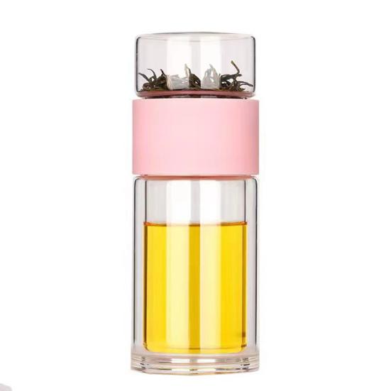 Стеклянная бутылка для заваривания чая, двойная стеклянная чашка для чая, фильтр из нержавеющей стали, герметичная конструкция, устойчивая к температурам, отделение воды для чая