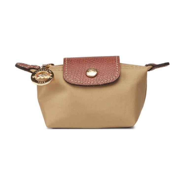 Longchamp Кошелек для мелочи Le Pliage из канваса с кожаной отделкой, на кнопке и молнии, женский, коричневый 30016089526
