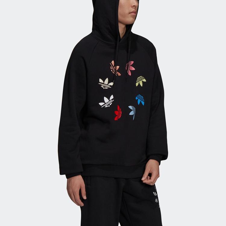 adidas Мужская толстовка с капюшоном Originals Adicolor Shattered Trefoil, уличная одежда, черная с разноцветным принтом H37732