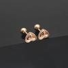 Простота Глянцевые Серьги-пусеты в форме сердца Оригинальные Изысканные Серьги для Женщин Легкая Роскошь Медное Покрытие Розовое Золото Милый Циркон