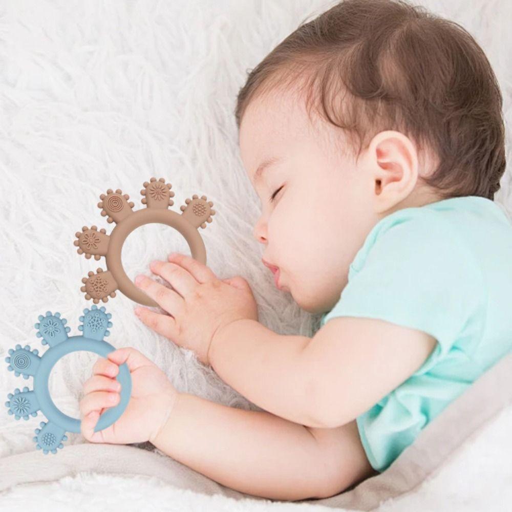 Игрушки для прорезывания зубов из пищевого силикона для младенцев, не содержащие бисфенол А, жевательные игрушки для младенцев, силиконовое кольцо для прорезывания зубов для новорожденных